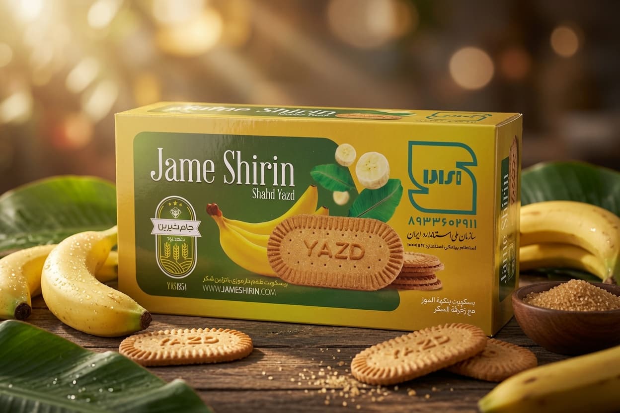 ۴۹۳- بیسکویت با طعم موز و تزیین شکر